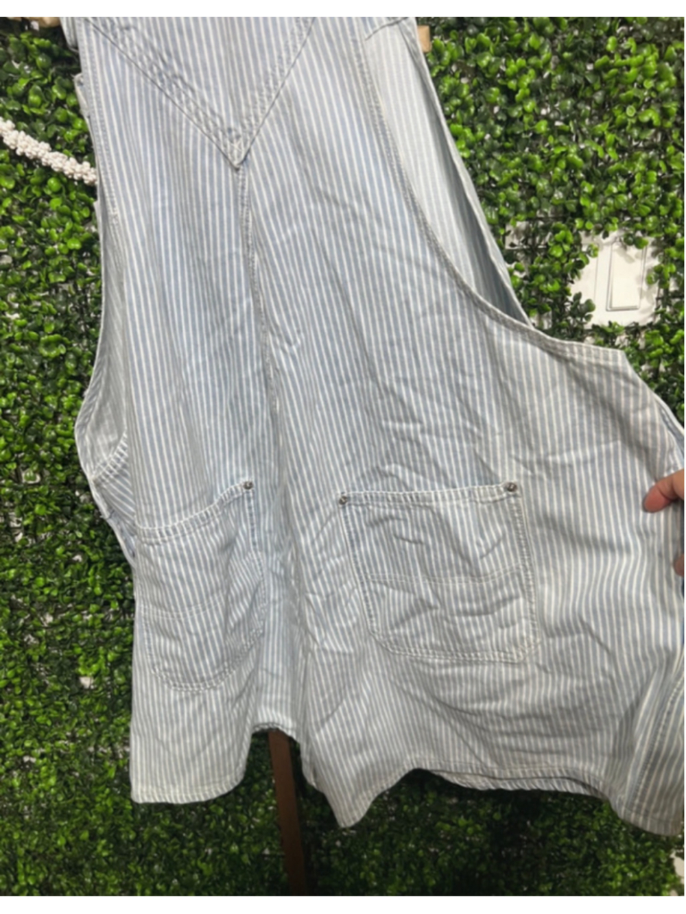 Women's Old Navy Striped Denim Overalls Jumper Jumpsuit Blue White Size XXL 2XL - Picture 5 of 6